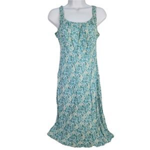 LOFT Sundress Blue Floral Sleeveless Pleated